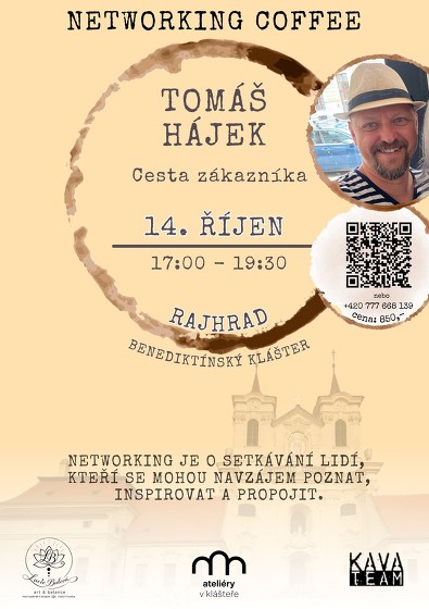 Plakát události Networking Coffee s Tomášem Hájkem
