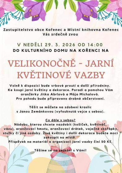 Plakát události Velikonoční - jarní květinové vazby, Kořenec