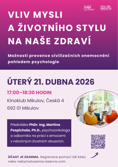 Plakát události Vliv mysli a životního stylu na naše zdraví