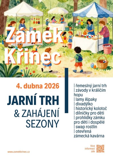 Plakát události Jarní trh na zámku Křinec | Prohlídky pro děti