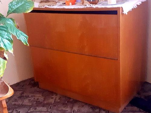 Obývací stěna Třídilná skříň Prosklená knihovna Sekretář Konferenční stolek Stůl a židle  Lampa Halogenový ohřívač Elektrický šicí stroj Rozkládací gauč