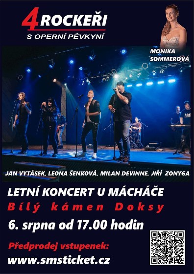 Plakát události 4 ROCKEŘI s operní pěvkyní - Letní koncert u Mácháče