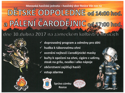 Plakát události Dětské odpoledne a pálení čarodějnic