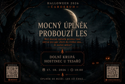 Plakát události Mocný úplněk probouzí les - HALLOWEEN 2026