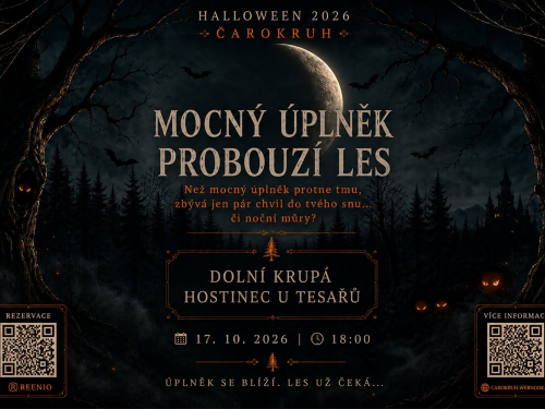 Plakát události Mocný úplněk probouzí les - HALLOWEEN 2026
