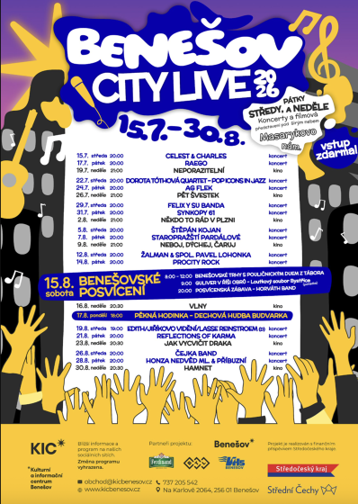 Plakát události Benešov City Live - Neboj, dýchej, čaruj