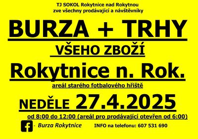Plakát události BURZA+TRHY všeho zboží v Rokytnici n. R.