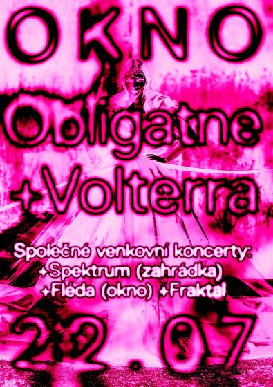 Plakát události OKNO: Obligatne (solo) + Volterra (IT/Hawaii)