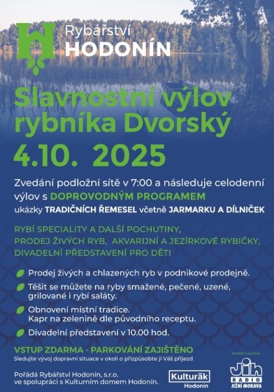 Plakát události Slavnostní výlov rybníka Dvorský