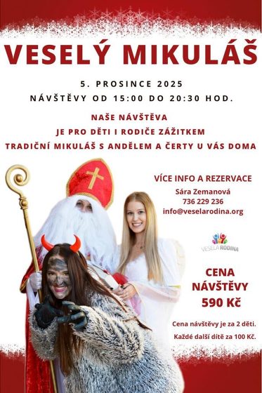 Plakát události Veselý Mikuláš, rozverný čertík a nejmilejší anděl opět míří do rodin