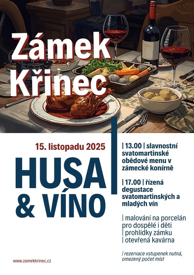 Plakát události HUSA & VÍNO | Zámek Křinec