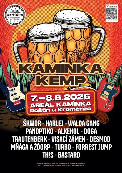 Plakát události Slavnosti piva KAMÍNKA KEMP Roštín 2026