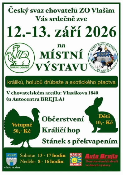 Plakát události Výstava králíků, holubů a exotického ptactva