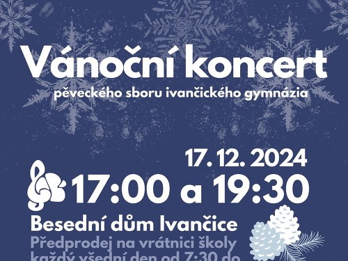 Plakát události Vánoční koncert pěveckého sboru ivančického gymnázia