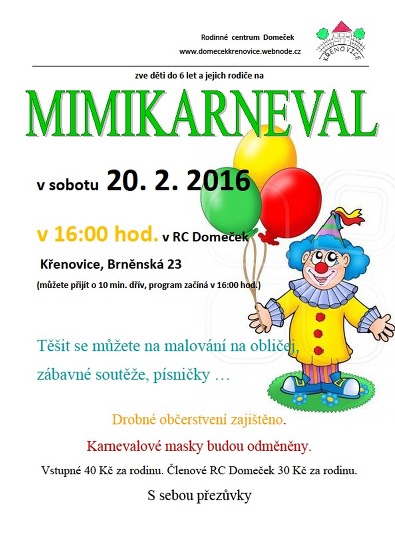 Plakát události Minikarneval v Křenovicích