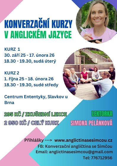 Plakát události Konverzační kurzy v anglickém jazyce ve Slavkově u Brna