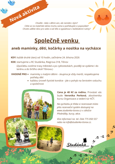 Plakát události Společně venku aneb maminky, děti, kočárky a nosítka na vycházce