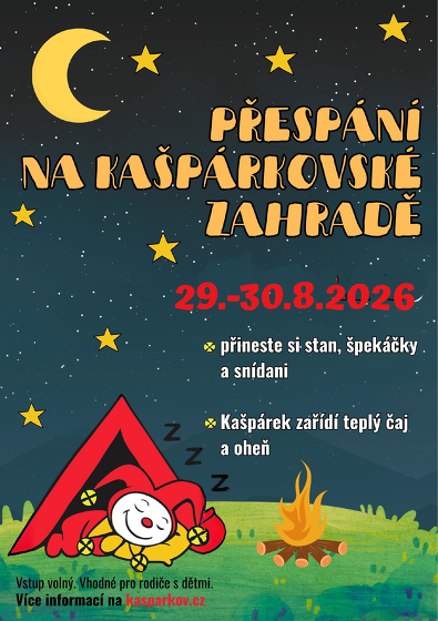 Plakát události Přespání na Kašpárkovské zahradě