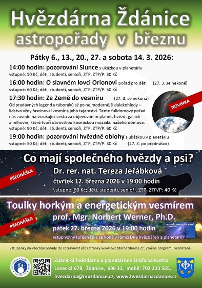 Plakát události Hvězdárna Ždánice: astropořady v březnu