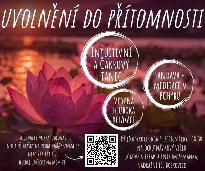 Plakát události Intuitivní tanec Boskovice - uvolnění do přítomnosti