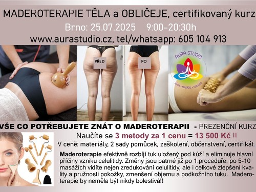 Plakát události Kurz kombinované MADEROTERAPIE tělo + obličej - 25.07.2025