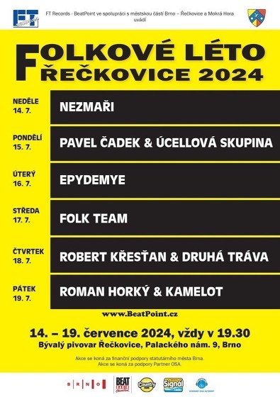 Plakát události Folk Team - Folkové léto Řečkovice 2024