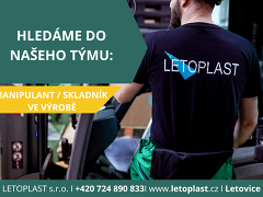 Letoplast s.r.o. nabízí práci na pozici Manipulant / Skladník ve výrobě v obci Letovice