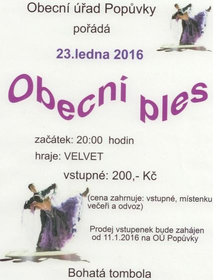 Plakát události Obecní ples v Popůvkách