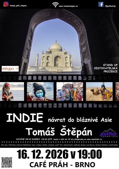 Plakát události Indie - Tomáš Štěpán - Café Práh Brno