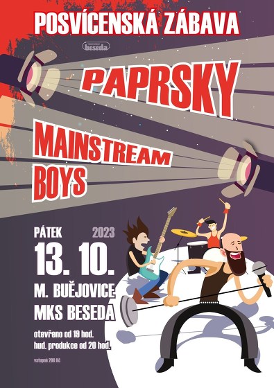 Plakát události Posvícenská zábava s Paprsky a Mainstream Boys