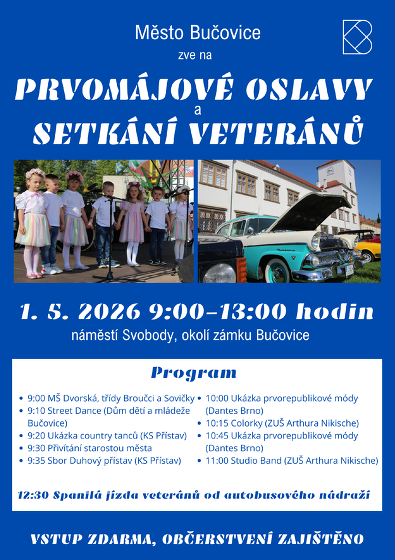 Plakát události Prvomájové oslavy se setkáním veteránů