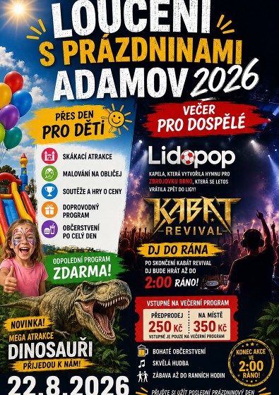 Plakát události Loučení s prázdninami Adamov