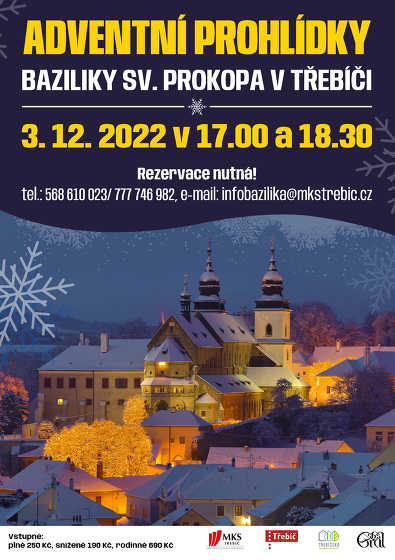 Plakát události Adventní prohlídky na třebíčské bazilice