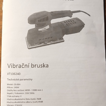 Prodám Elektrickou vibrační brusku  XTline PROFESIONAL  TOOLS