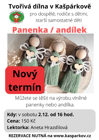Plakát události Tvořivá dílna - panenka/andílek