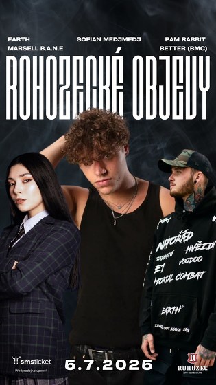 Plakát události Rohozecké objevy: Sofian Medjmedj, Pam Rabbit, Earth, Marsel
