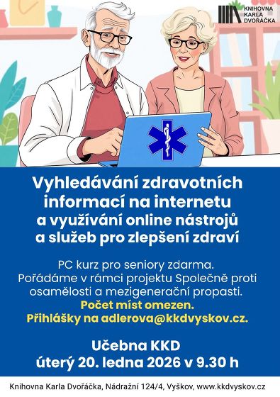 Plakát události Vyhledávání zdravotních informací na netu a využívání online nástrojů a služeb pro zlepšení zdraví