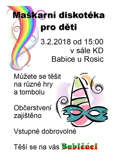Plakát události Maškarní diskotéka pro děti