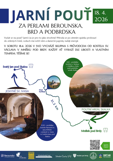 Plakát události Jarní pouť za perlami Berounska, Brd a Podbrdska
