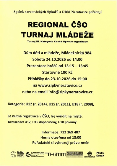 Plakát události Regionální turnaj mládeže v šipkách
