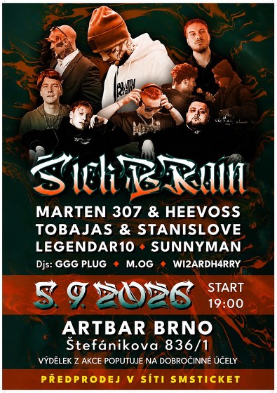 Plakát události SickBRain - BRNO - Art Bar ! + Přeskokani