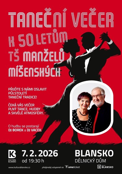 Plakát události Taneční večer k 50 letům TŠ manželů Míšenských