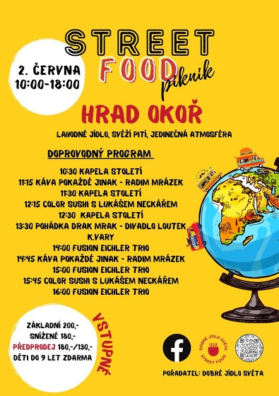 Plakát události Dobré jídlo světa Street food piknik pod hradem Okoř