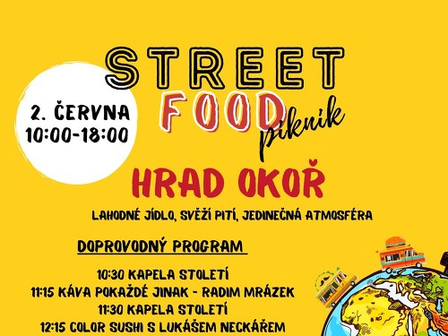 Plakát události Dobré jídlo světa Street food piknik pod hradem Okoř