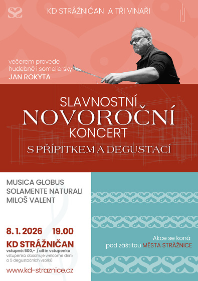 Plakát události Slavnostní novoroční koncert s přípitkem a degustací