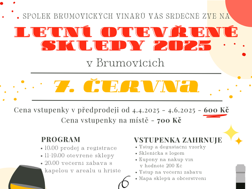 Plakát události Letní otevřené sklepy Brumovice 2025