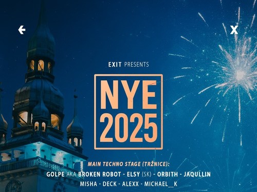 Plakát události EXIT presents: NYE 2025 [Tržnice + Exit]