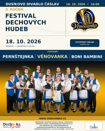 Plakát události 9. Festival dechových hudeb v Čáslavi 2026