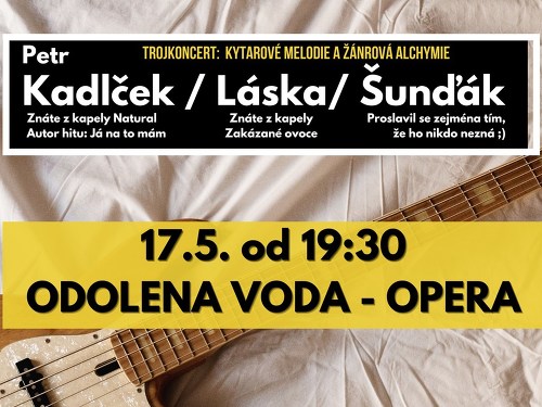 Plakát události Trojkoncert: Láska / Šunďák / Petr Kadlček