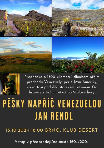 Plakát události Pěšky napříč Venezuelou - Jan Rendl (Brno)